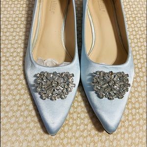 Light blue embellished flats